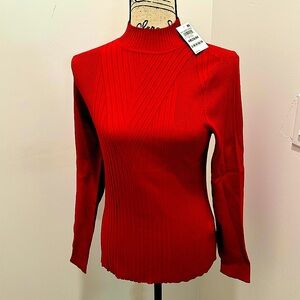 NWT Red Ribbed Long Sleeve Sweater Size M